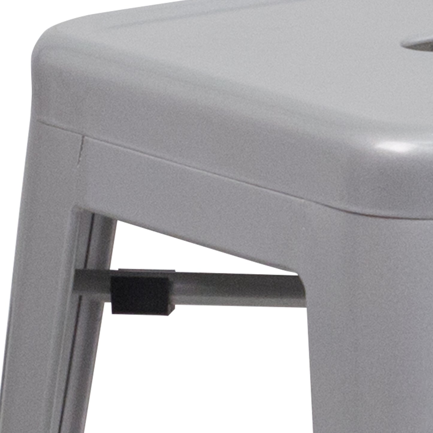 Kai Commercial Grade 24" High Backless Silver Metal Indoor-Outdoor Counter Height Stool with Square Seat Silver