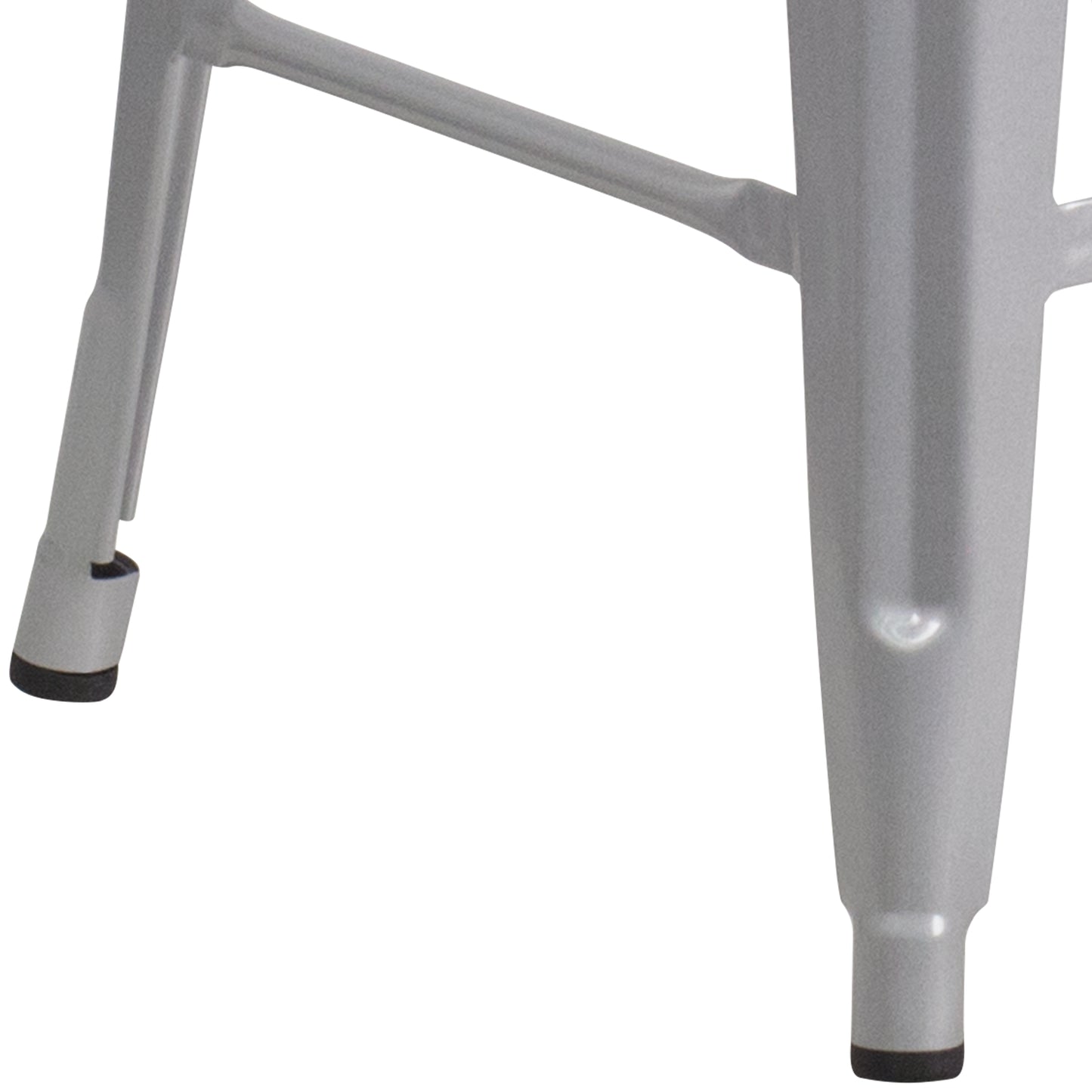 Kai Commercial Grade 24" High Backless Silver Metal Indoor-Outdoor Counter Height Stool with Square Seat Silver