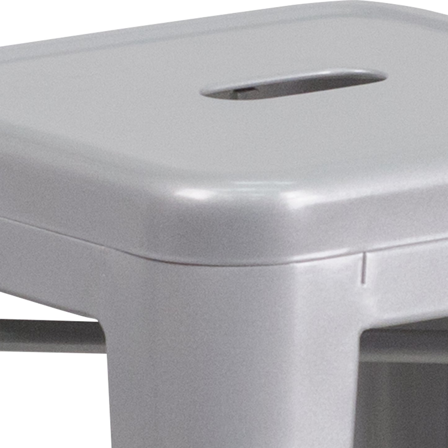 Kai Commercial Grade 24" High Backless Silver Metal Indoor-Outdoor Counter Height Stool with Square Seat Silver
