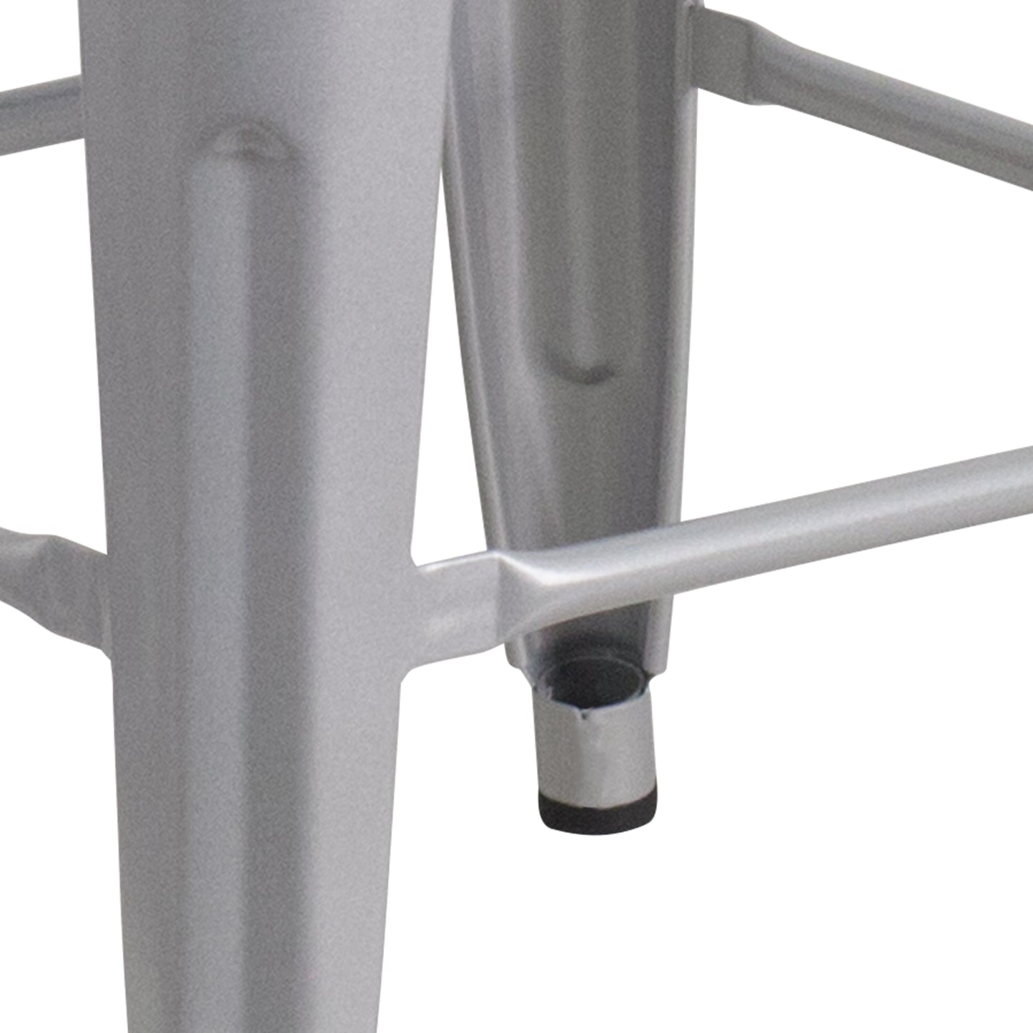 Lily 24" High Backless Silver Metal Counter Height Stool with Square Wood Seat Silver