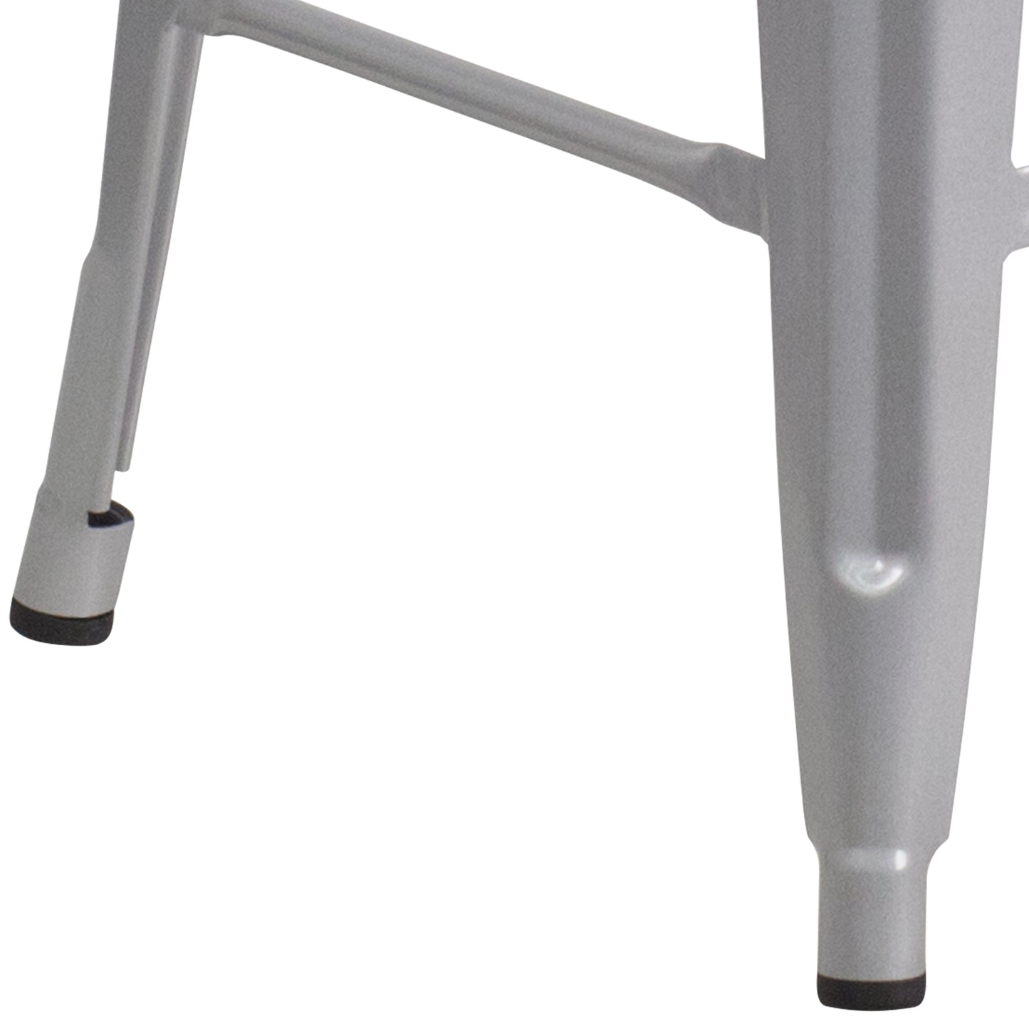 Lily 24" High Backless Silver Metal Counter Height Stool with Square Wood Seat Silver