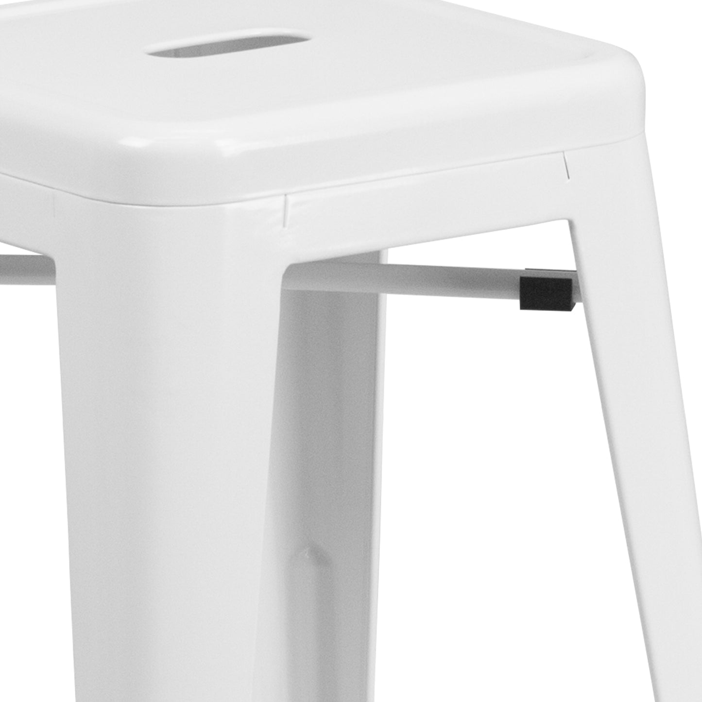 Kai Commercial Grade 24" High Backless White Metal Indoor-Outdoor Counter Height Stool with Square Seat White