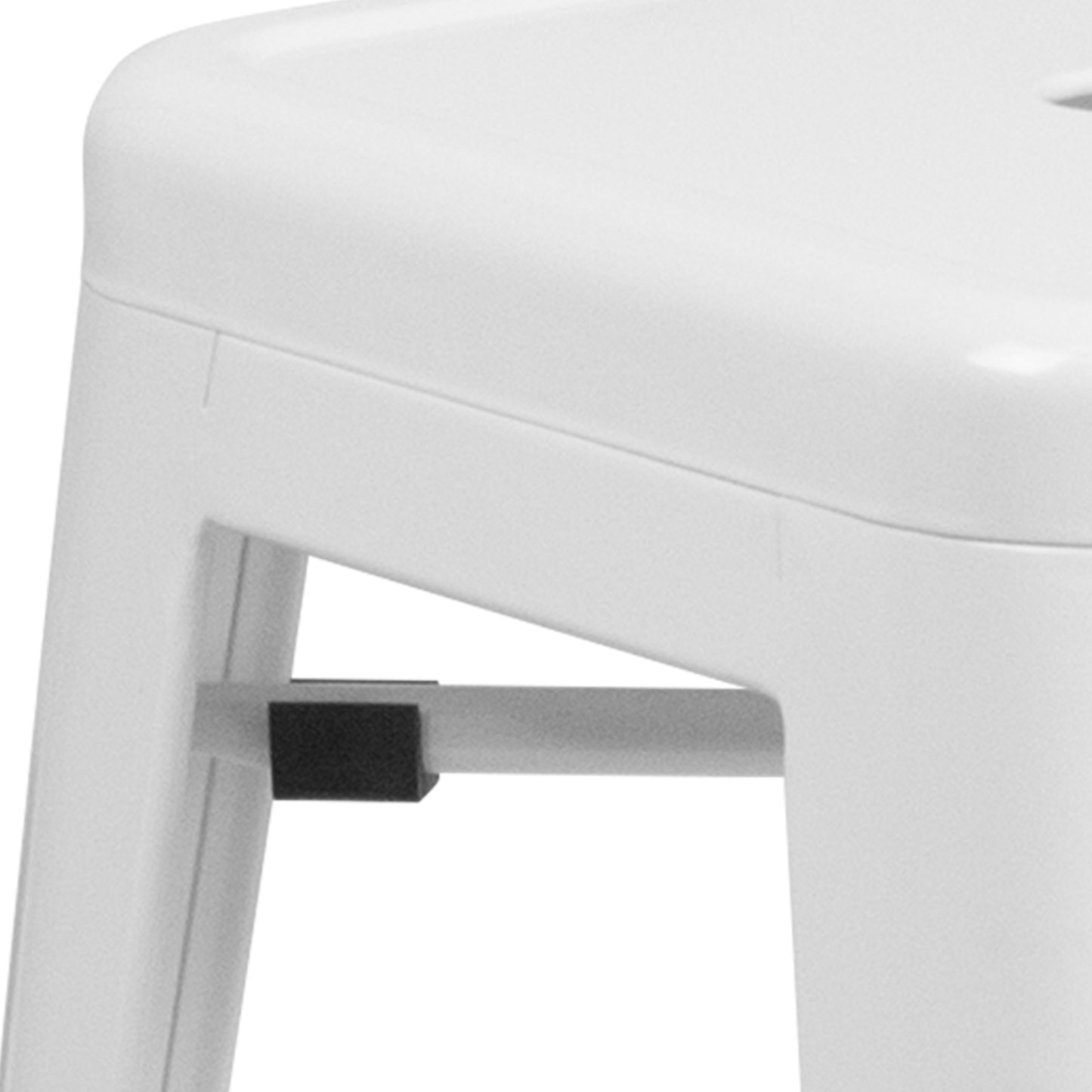 Kai Commercial Grade 24" High Backless White Metal Indoor-Outdoor Counter Height Stool with Square Seat White