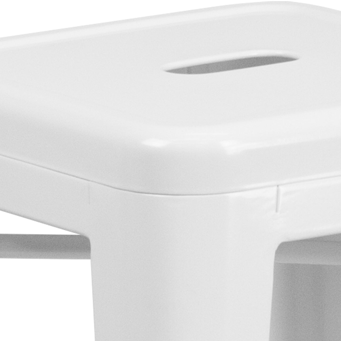 Kai Commercial Grade 24" High Backless White Metal Indoor-Outdoor Counter Height Stool with Square Seat White