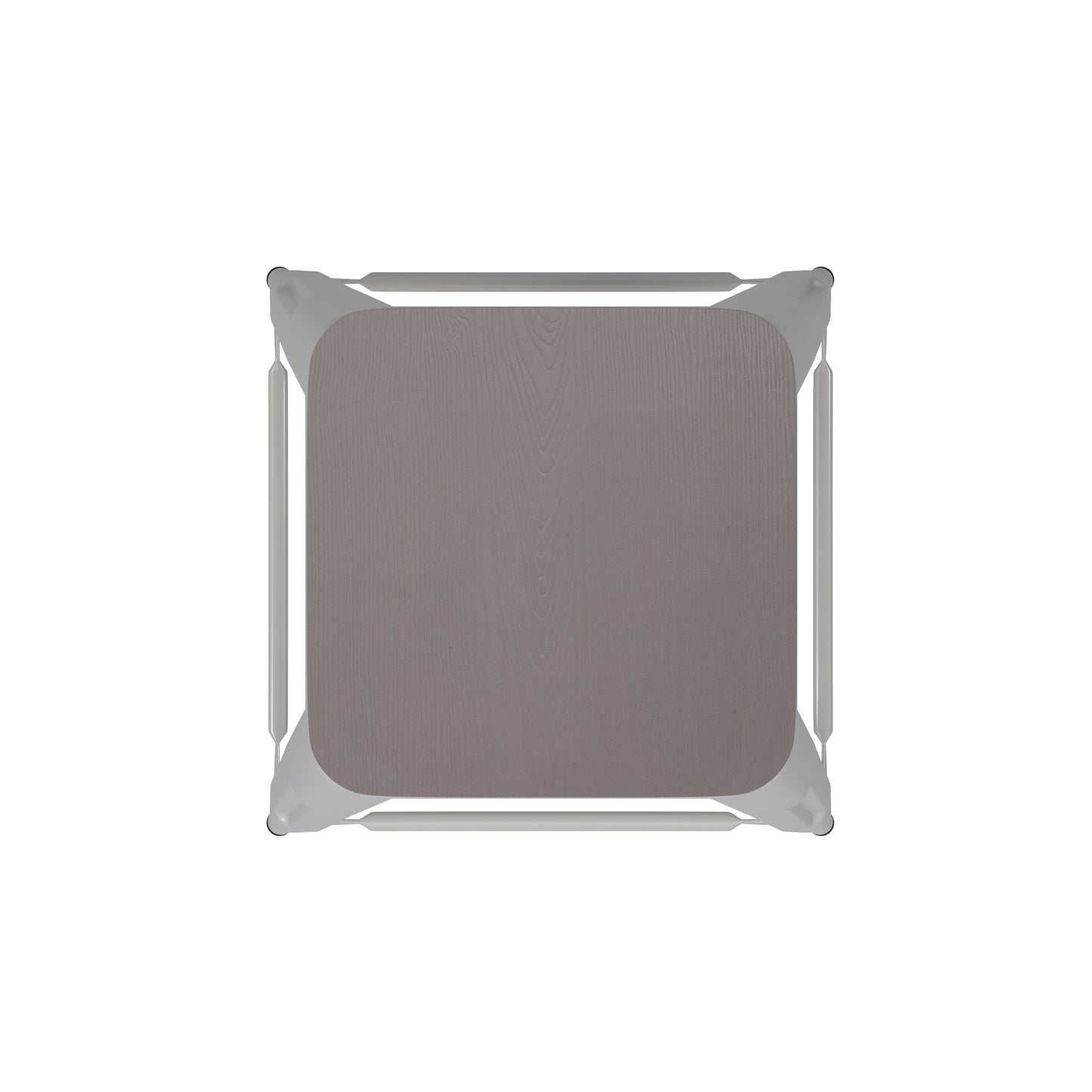 Kai Commercial Grade 24" High Backless White Metal Indoor-Outdoor Counter Height Stool with Gray Poly Resin Wood Seat Gray Seat/White Frame