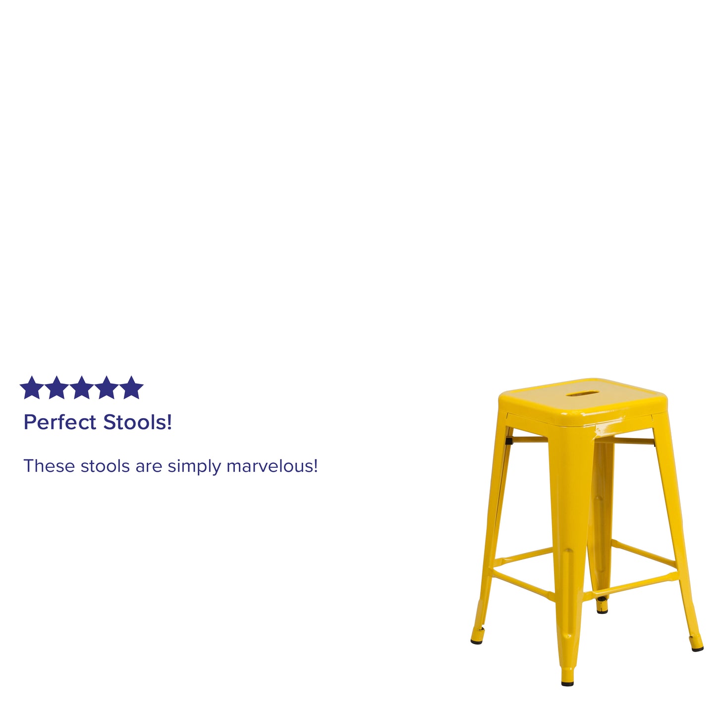 Kai Commercial Grade 24" High Backless Yellow Metal Indoor-Outdoor Counter Height Stool with Square Seat Yellow