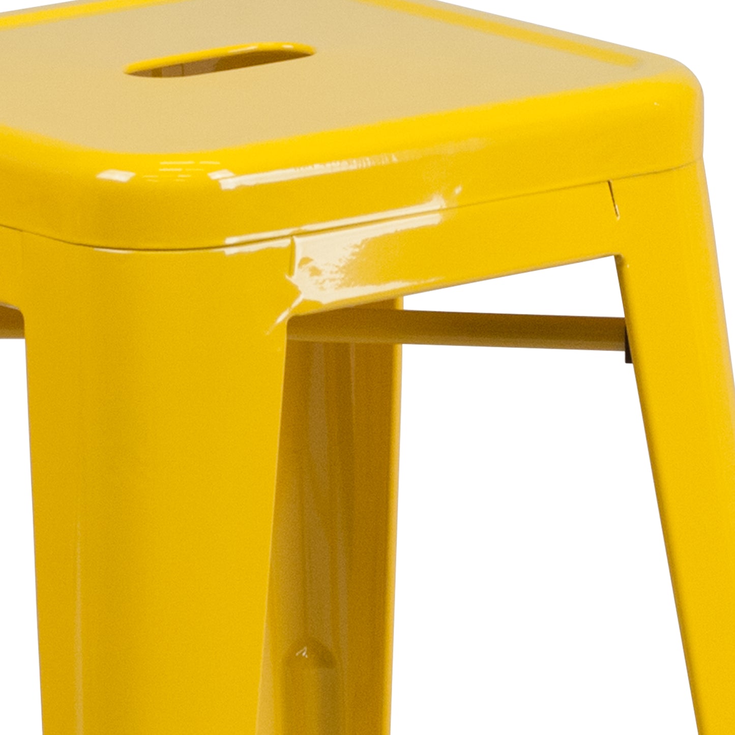 Kai Commercial Grade 24" High Backless Yellow Metal Indoor-Outdoor Counter Height Stool with Square Seat Yellow