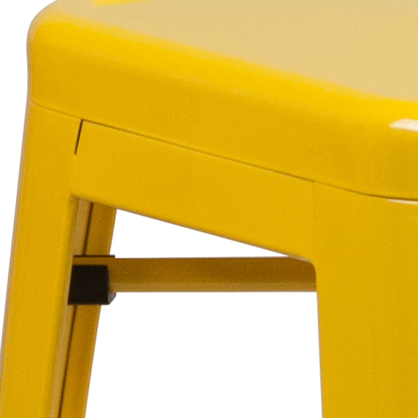 Kai Commercial Grade 24" High Backless Yellow Metal Indoor-Outdoor Counter Height Stool with Square Seat Yellow