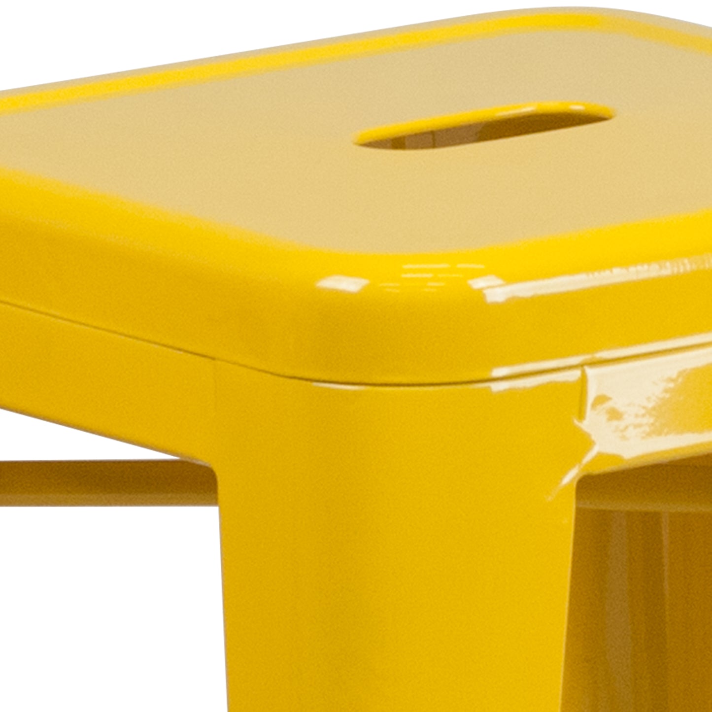 Kai Commercial Grade 24" High Backless Yellow Metal Indoor-Outdoor Counter Height Stool with Square Seat Yellow