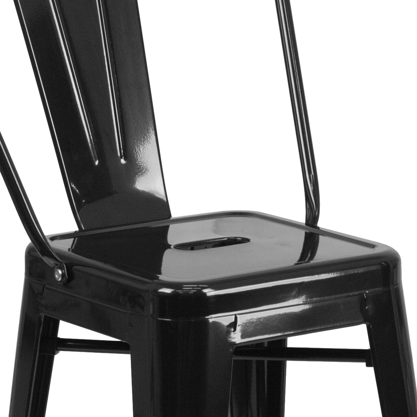 Kai Commercial Grade 24" High Black Metal Indoor-Outdoor Counter Height Stool with Removable Back Black