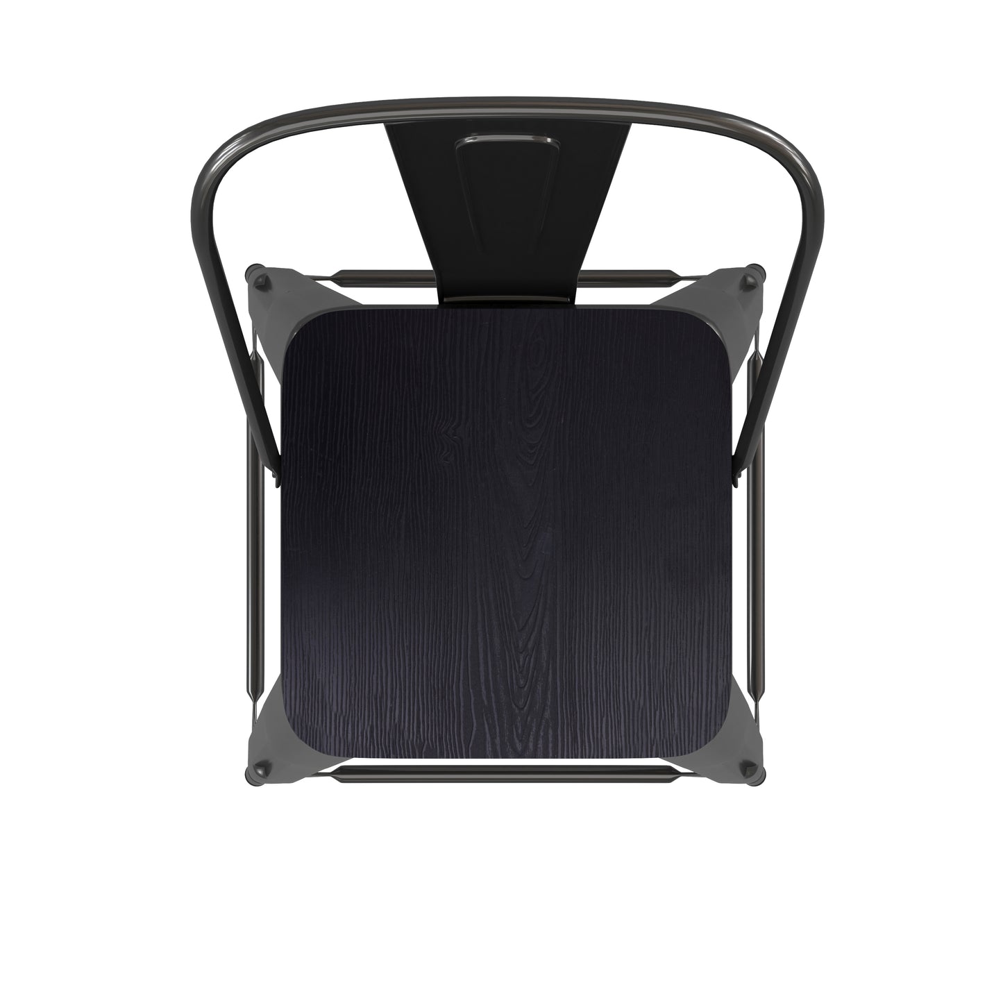 Kai Commercial Grade 24" High Black Metal Indoor-Outdoor Counter Height Stool with Removable Back and Black All-Weather Poly Resin Seat Black Seat/Black Frame
