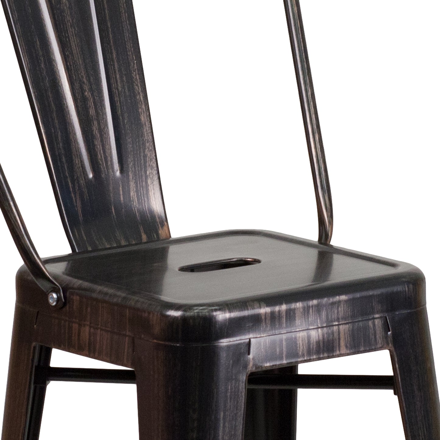 Kai Commercial Grade 24" High Black-Antique Gold Metal Indoor-Outdoor Counter Height Stool with Removable Back Black-Antique Gold CH-31320-24GB-BQ-GG
