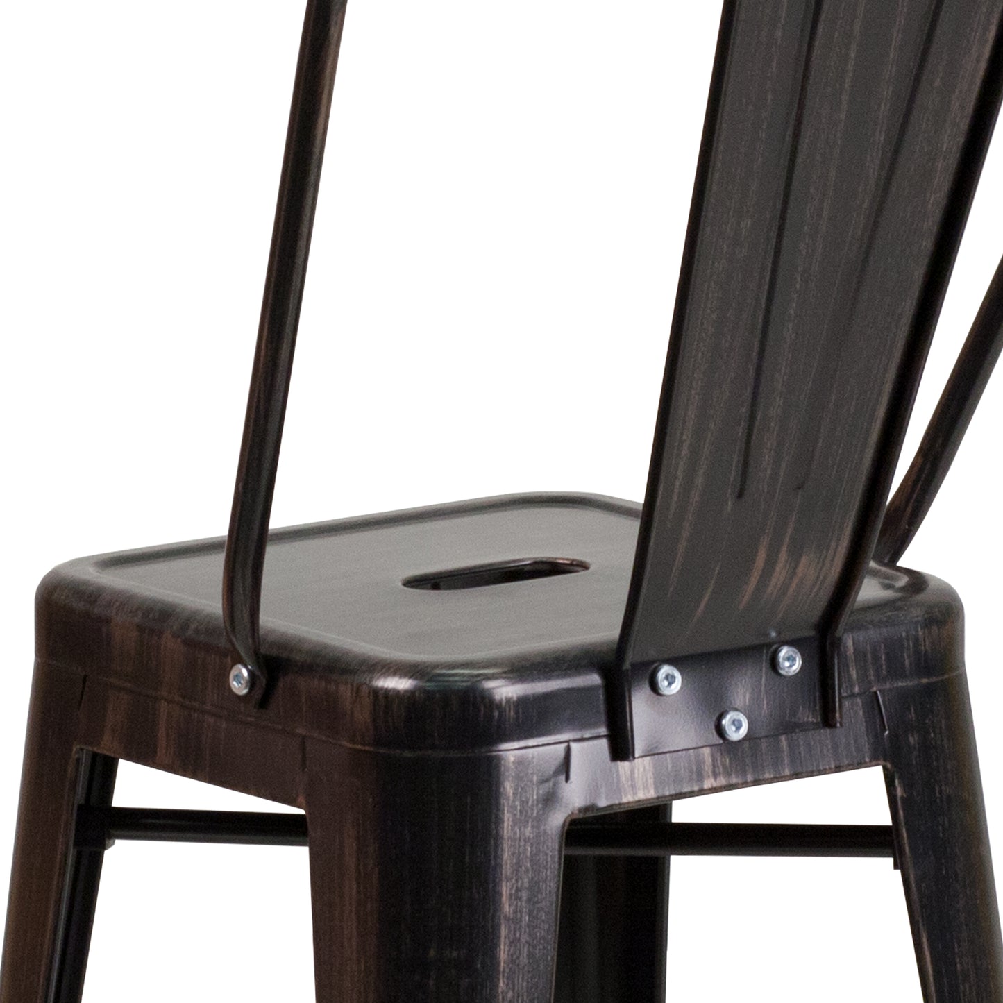 Kai Commercial Grade 24" High Black-Antique Gold Metal Indoor-Outdoor Counter Height Stool with Removable Back Black-Antique Gold CH-31320-24GB-BQ-GG