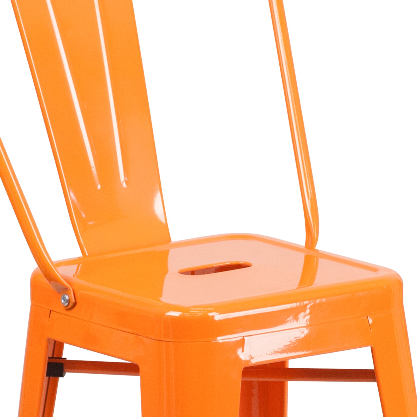 Kai Commercial Grade 24" High Orange Metal Indoor-Outdoor Counter Height Stool with Removable Back Orange