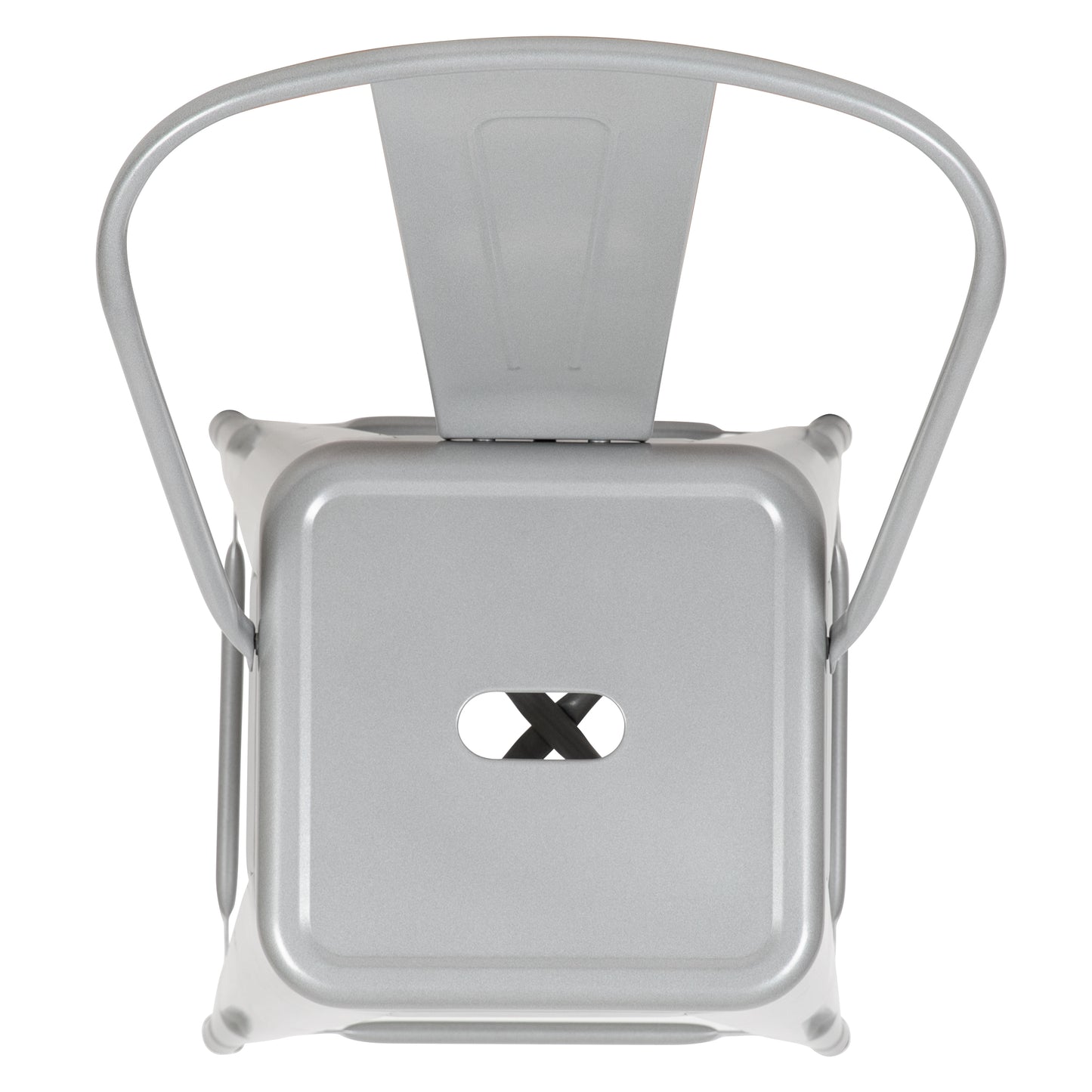 Kai Commercial Grade 24" High Silver Metal Indoor-Outdoor Counter Height Stool with Removable Back Silver