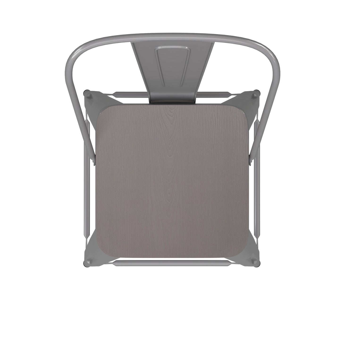 Kai Commercial Grade 24" High Silver Metal Indoor-Outdoor Counter Height Stool with Removable Back and Gray All-Weather Poly Resin Seat Gray Seat/Silver Frame
