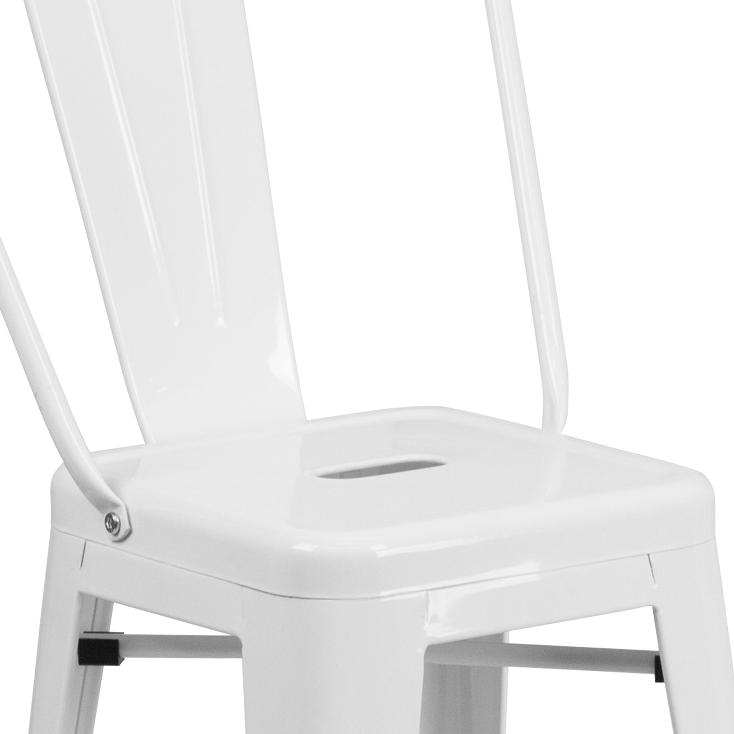 Kai Commercial Grade 24" High White Metal Indoor-Outdoor Counter Height Stool with Removable Back White