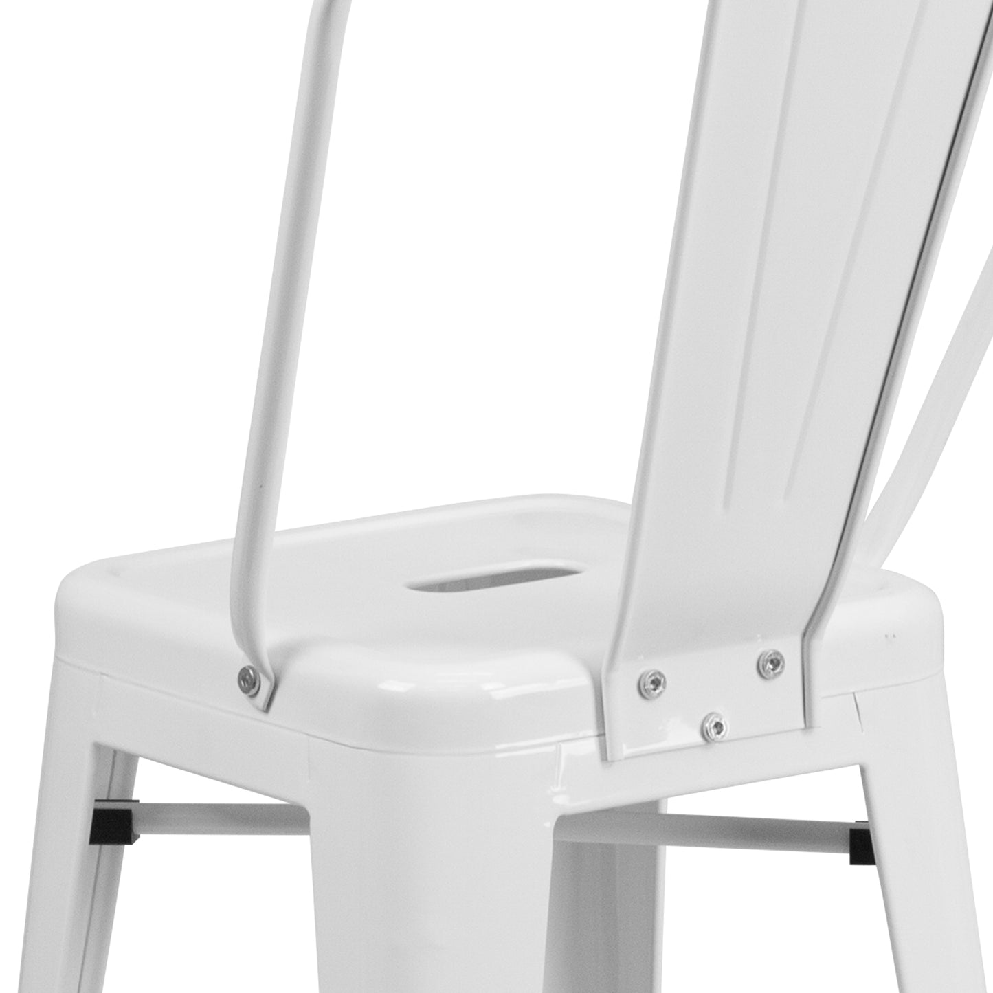 Kai Commercial Grade 24" High White Metal Indoor-Outdoor Counter Height Stool with Removable Back White