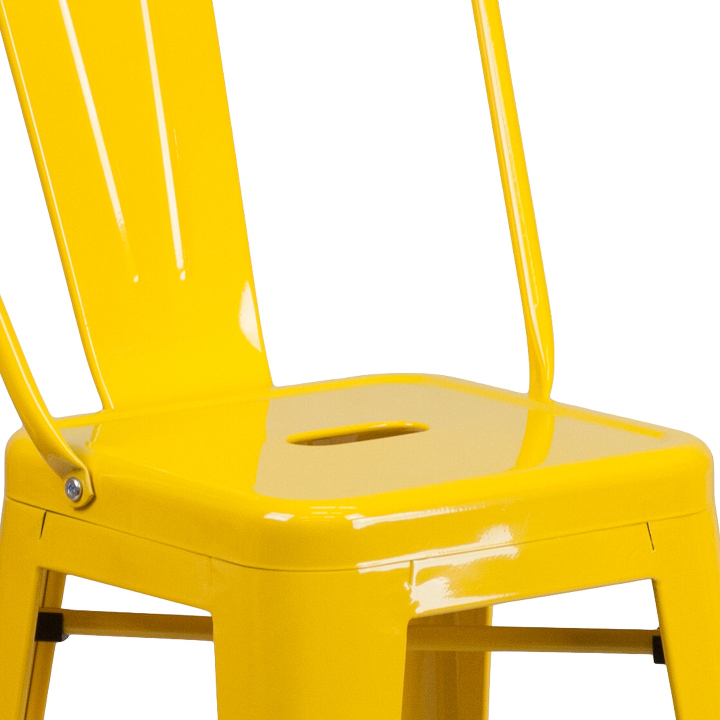 Kai Commercial Grade 24" High Yellow Metal Indoor-Outdoor Counter Height Stool with Removable Back Yellow