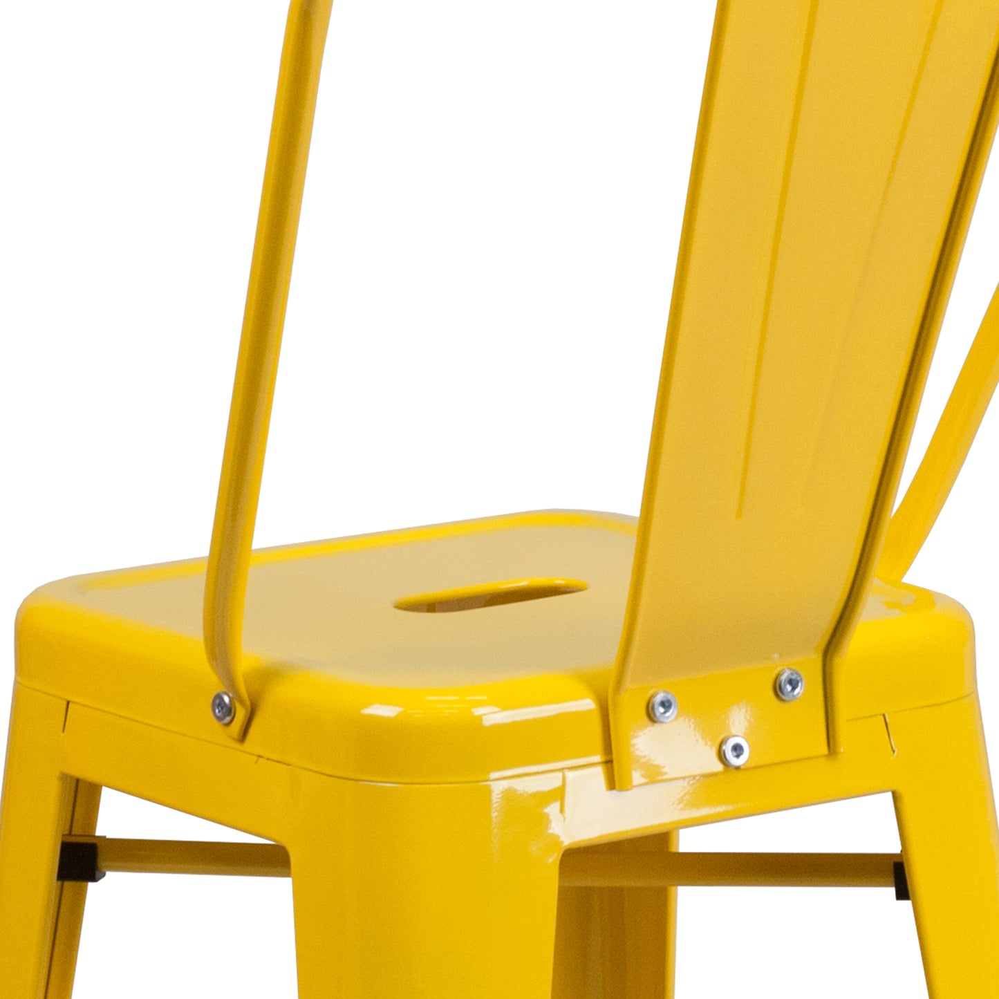 Kai Commercial Grade 24" High Yellow Metal Indoor-Outdoor Counter Height Stool with Removable Back Yellow