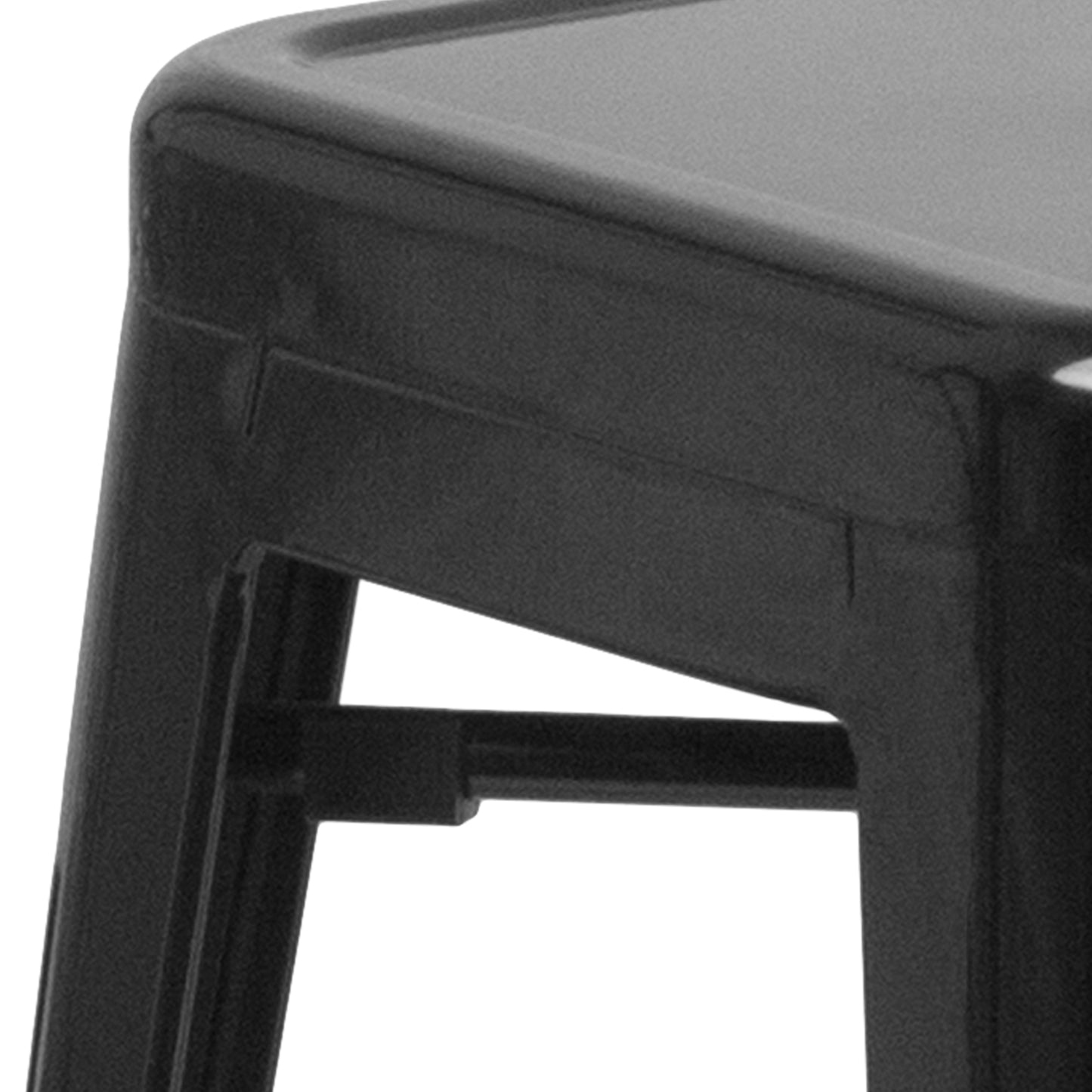 Kai Commercial Grade 30" High Backless Black Metal Indoor-Outdoor Barstool with Square Seat Black