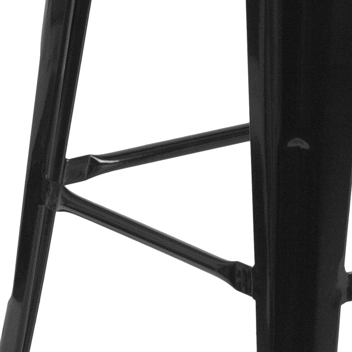 Lily 30" High Backless Black Metal Barstool with Square Wood Seat Black