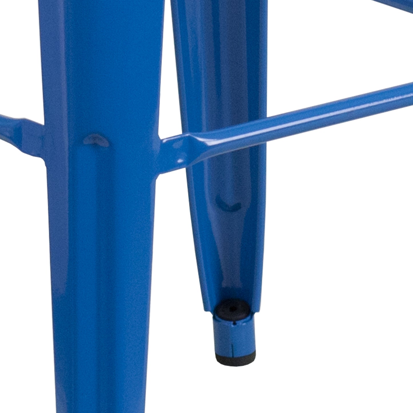Kai Commercial Grade 30" High Backless Blue Metal Indoor-Outdoor Barstool with Square Seat Blue