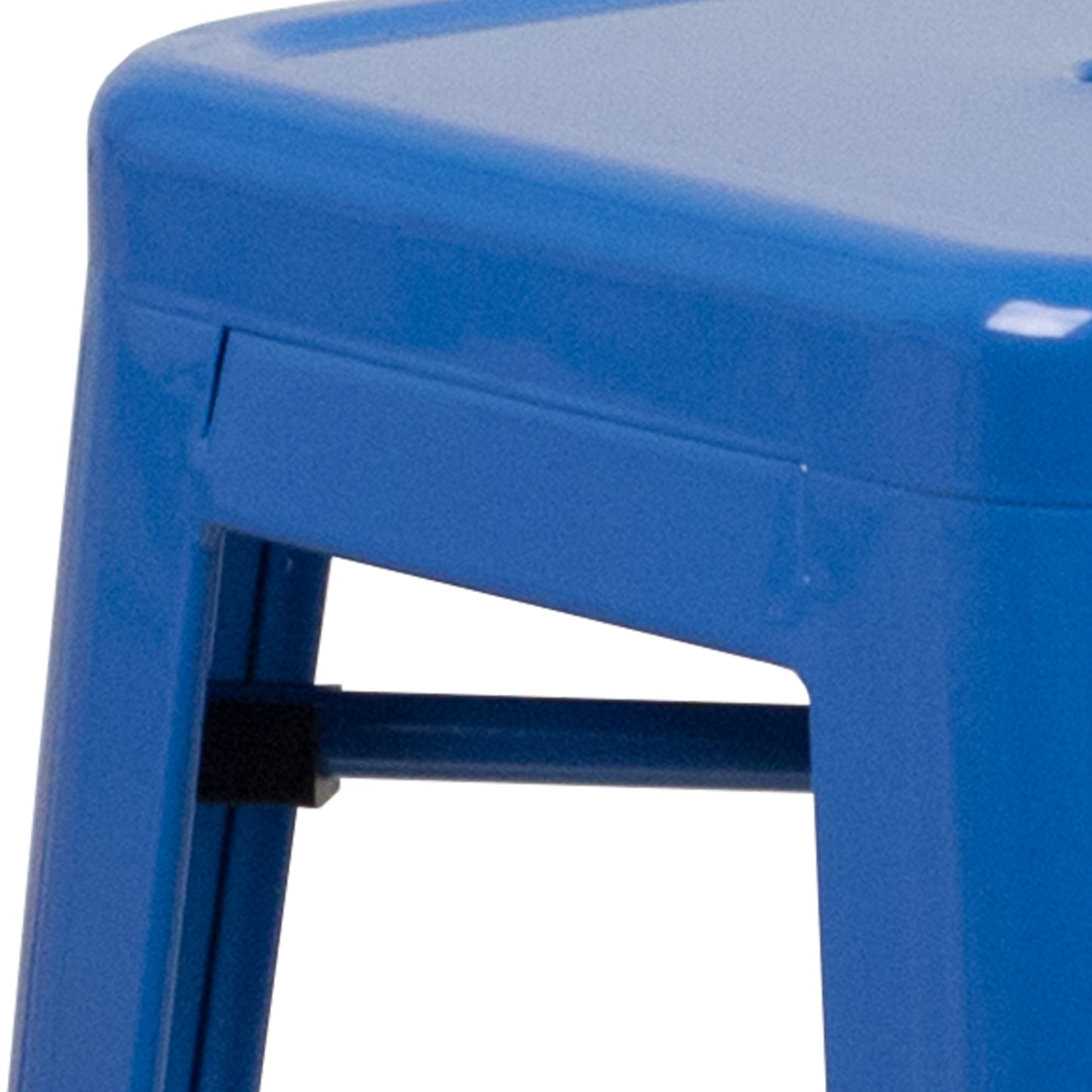 Kai Commercial Grade 30" High Backless Blue Metal Indoor-Outdoor Barstool with Square Seat Blue