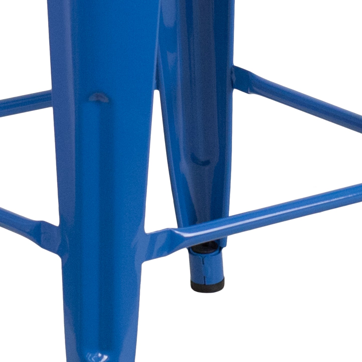 Lily 30" High Backless Blue Metal Barstool with Square Wood Seat Blue