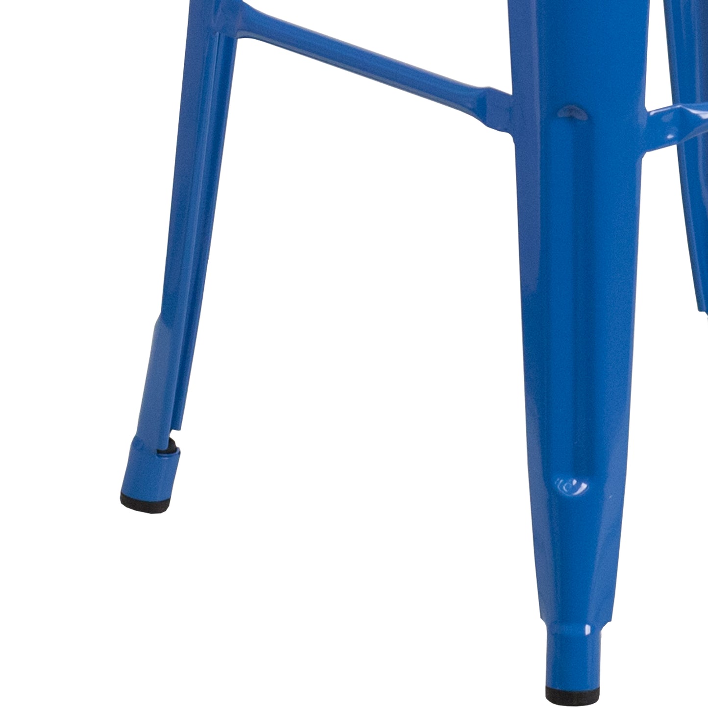Lily 30" High Backless Blue Metal Barstool with Square Wood Seat Blue
