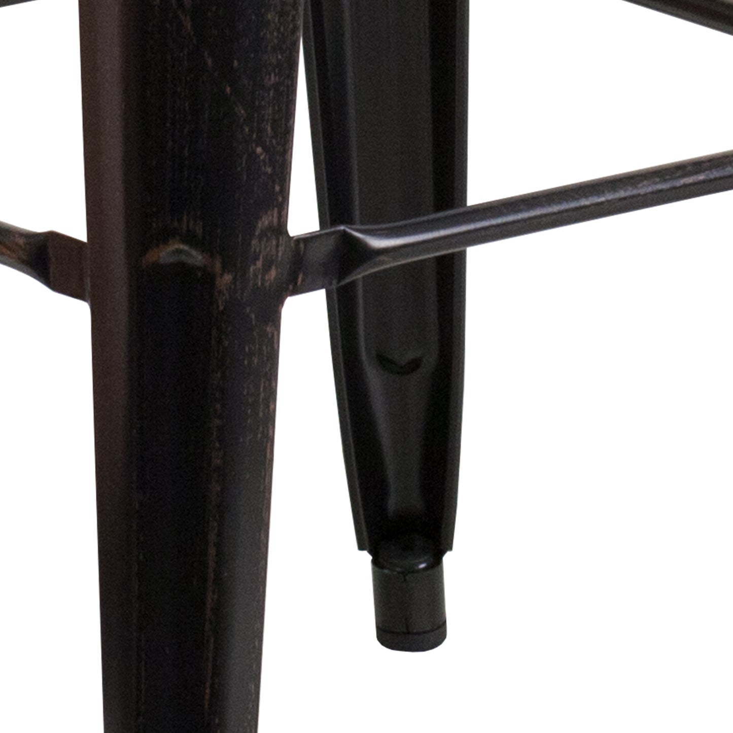 Kai Commercial Grade 30" High Backless Black-Antique Gold Metal Indoor-Outdoor Barstool with Square Seat Black-Antique Gold