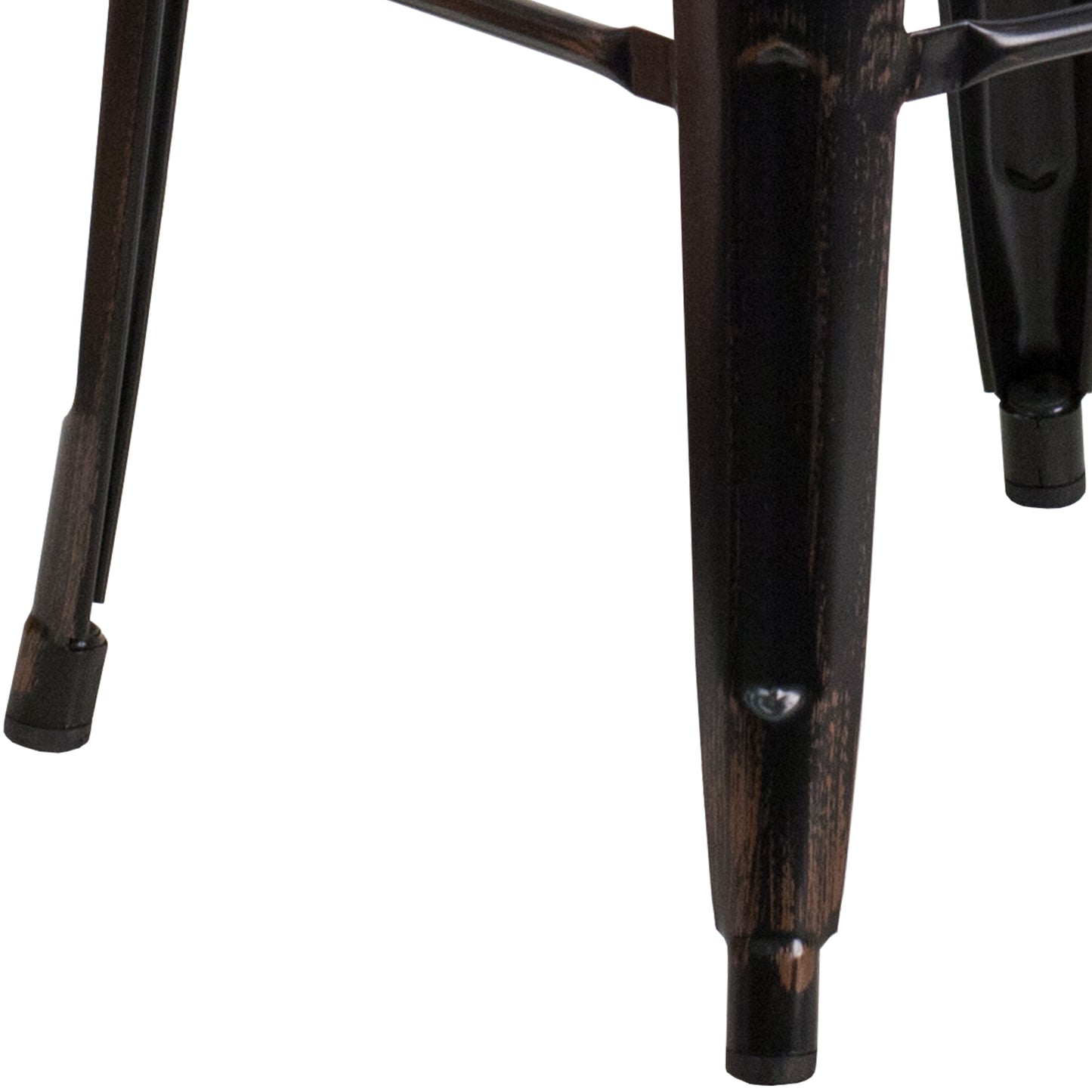 Kai Commercial Grade 30" High Backless Black-Antique Gold Metal Indoor-Outdoor Barstool with Square Seat Black-Antique Gold