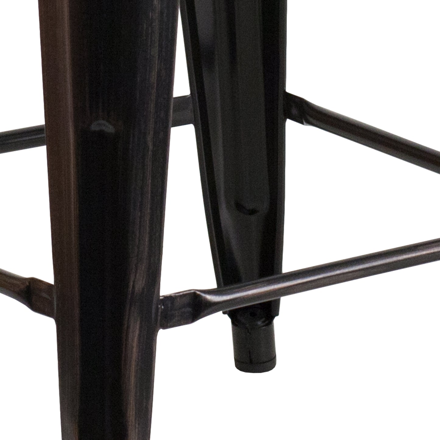 Lily 30" High Backless Black-Antique Gold Metal Barstool with Square Wood Seat Black-Antique Gold