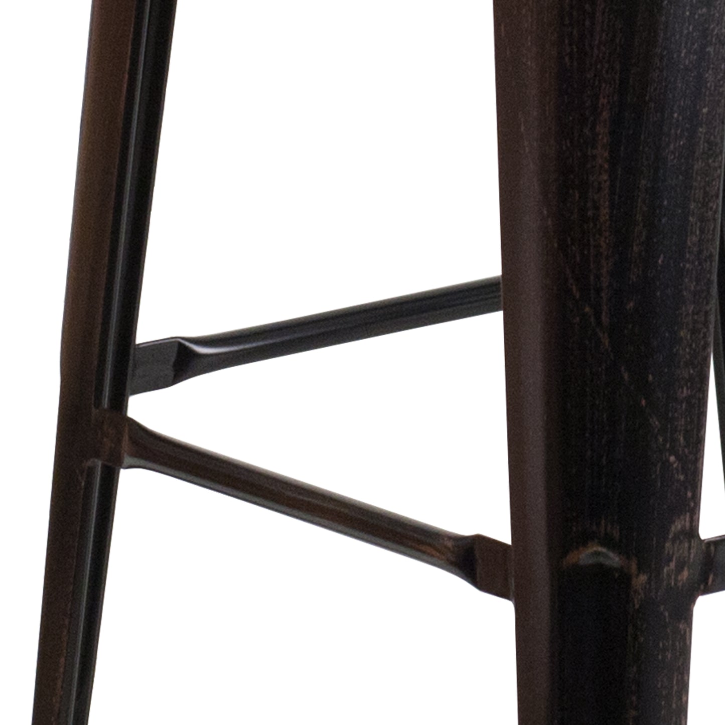 Lily 30" High Backless Black-Antique Gold Metal Barstool with Square Wood Seat Black-Antique Gold