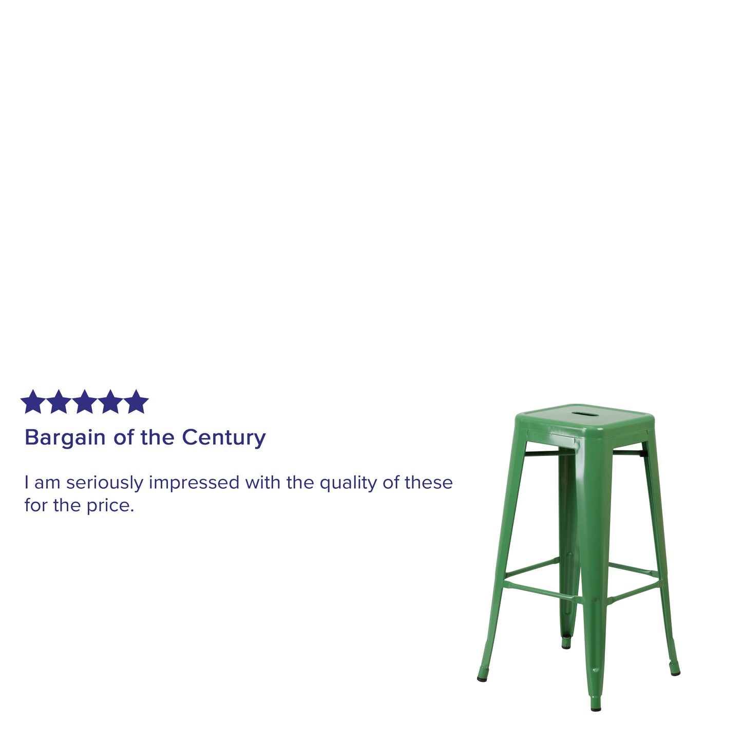 Kai Commercial Grade 30" High Backless Green Metal Indoor-Outdoor Barstool with Square Seat Green
