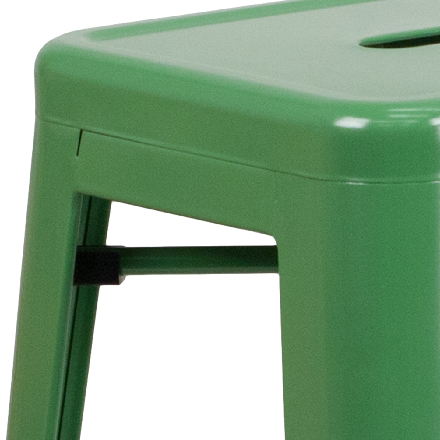 Kai Commercial Grade 30" High Backless Green Metal Indoor-Outdoor Barstool with Square Seat Green