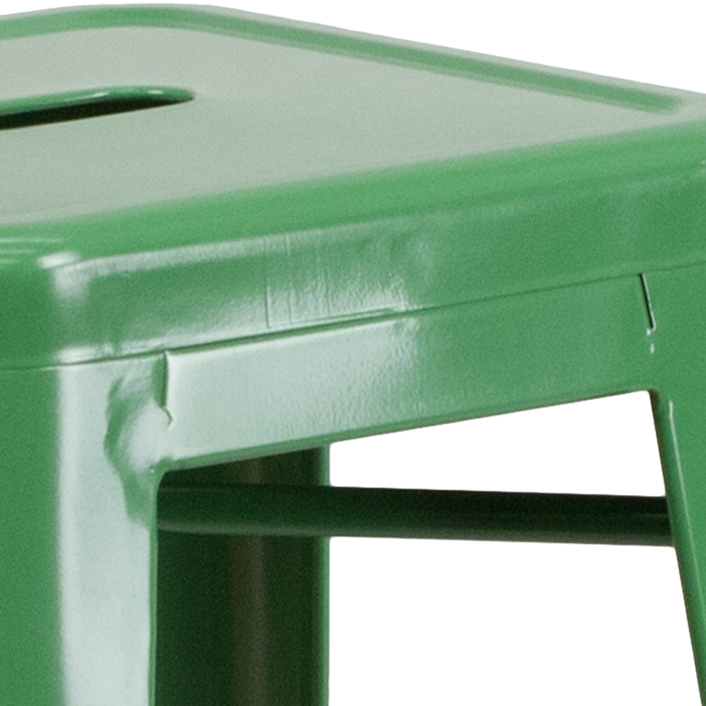 Kai Commercial Grade 30" High Backless Green Metal Indoor-Outdoor Barstool with Square Seat Green