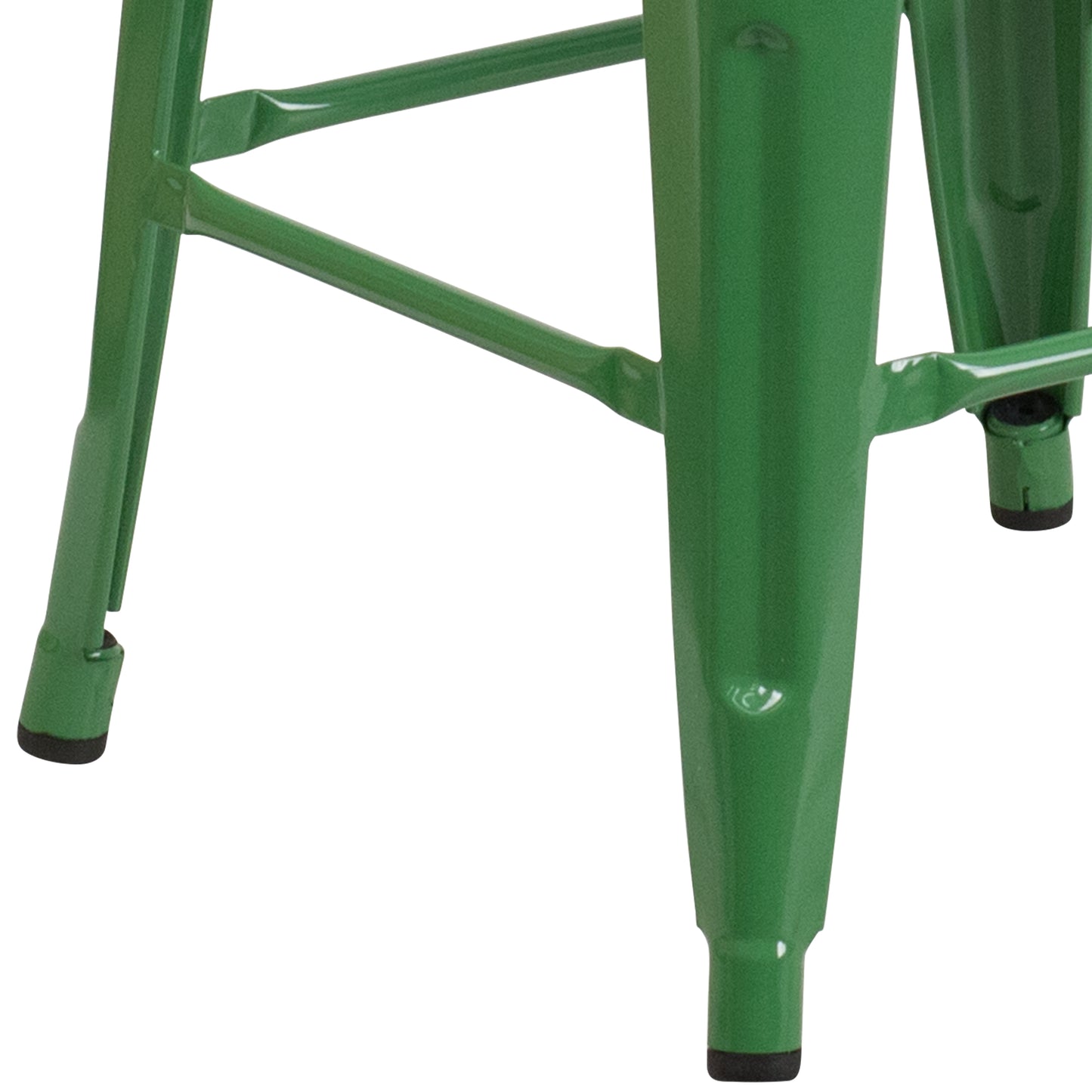 Lily 30" High Backless Green Metal Barstool with Square Wood Seat Green