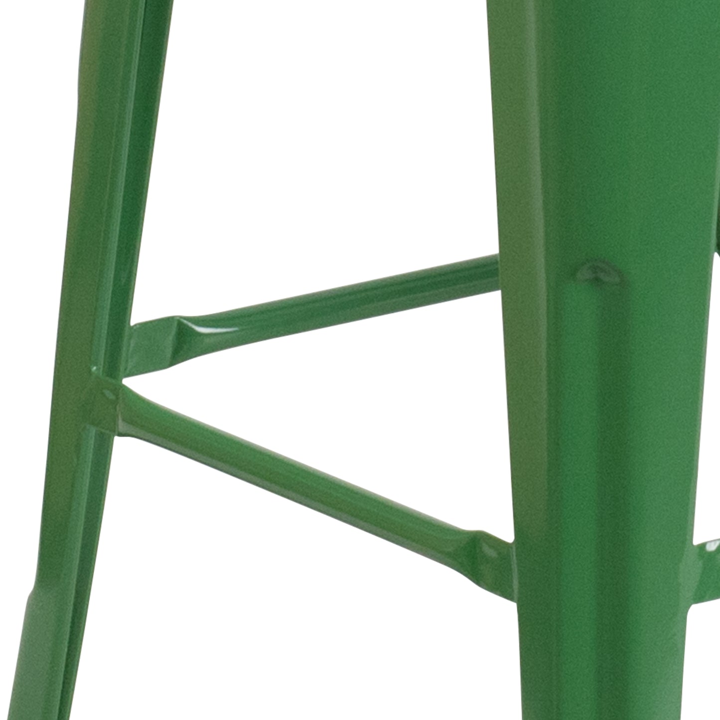 Lily 30" High Backless Green Metal Barstool with Square Wood Seat Green