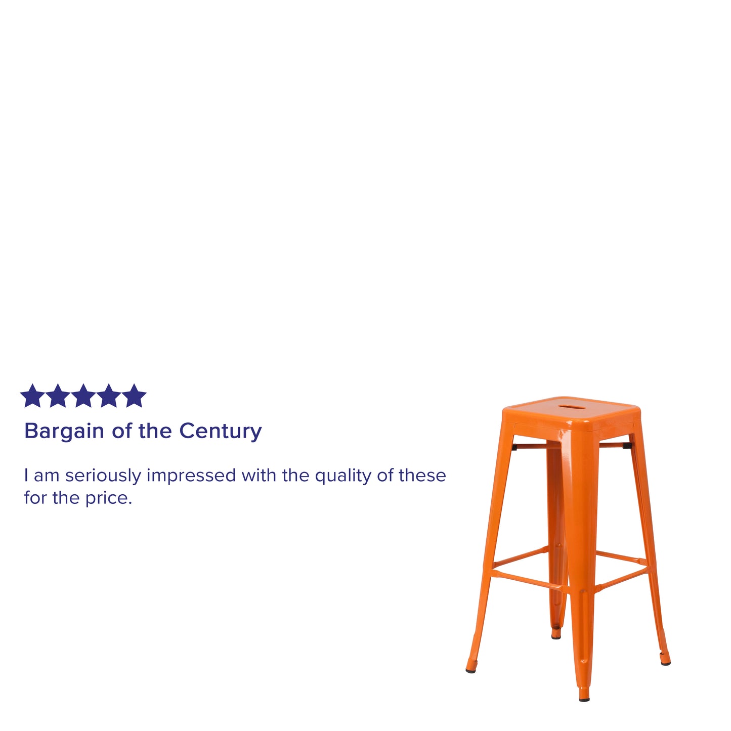 Kai Commercial Grade 30" High Backless Orange Metal Indoor-Outdoor Barstool with Square Seat Orange
