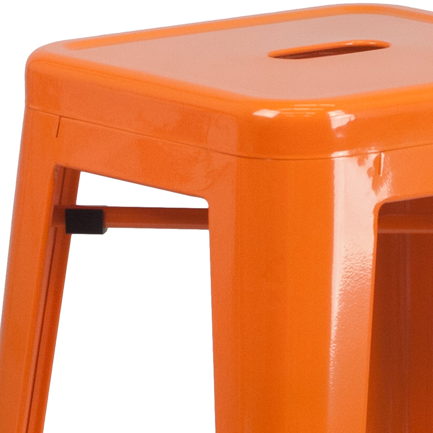 Kai Commercial Grade 30" High Backless Orange Metal Indoor-Outdoor Barstool with Square Seat Orange