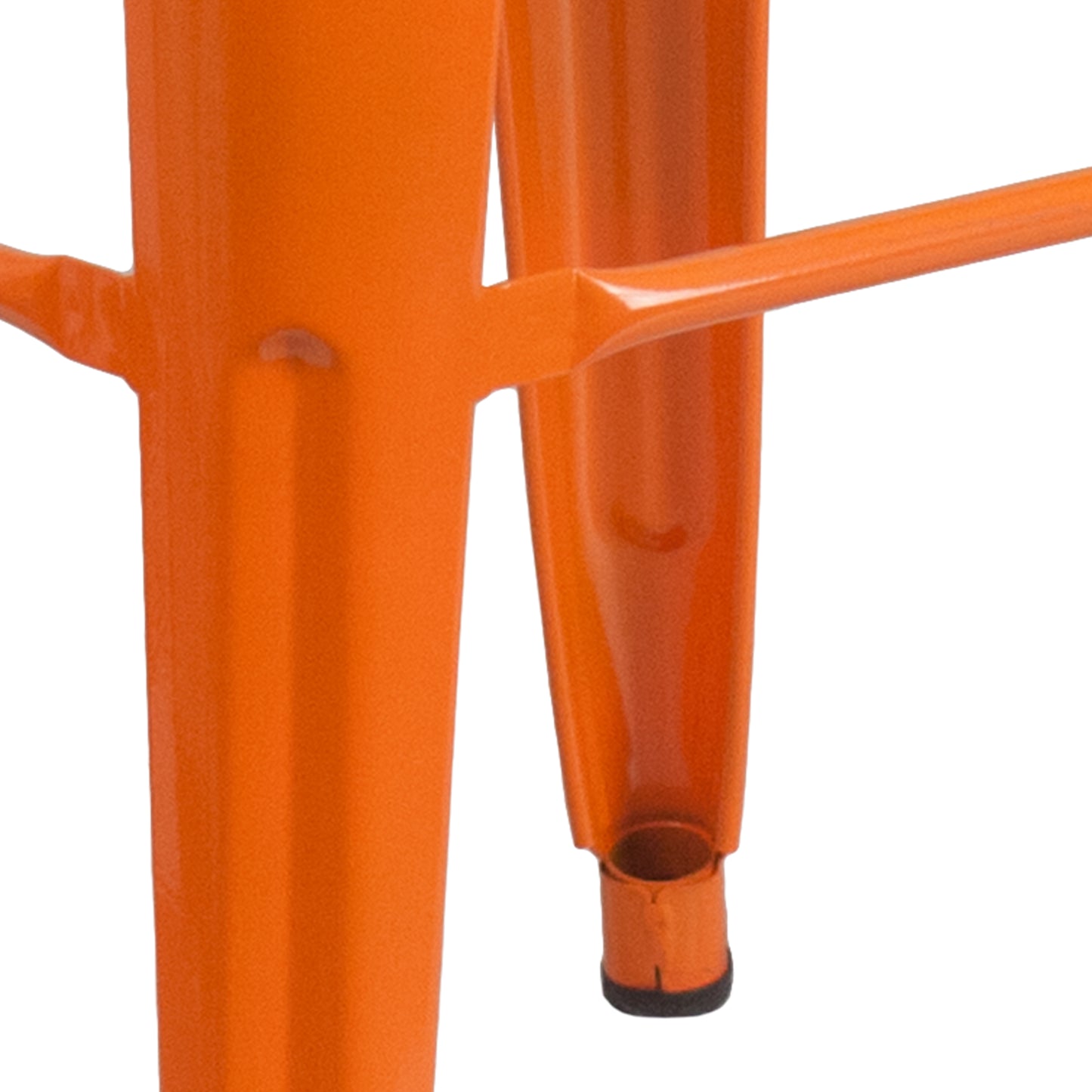 Kai Commercial Grade 30" High Backless Orange Metal Indoor-Outdoor Barstool with Square Seat Orange