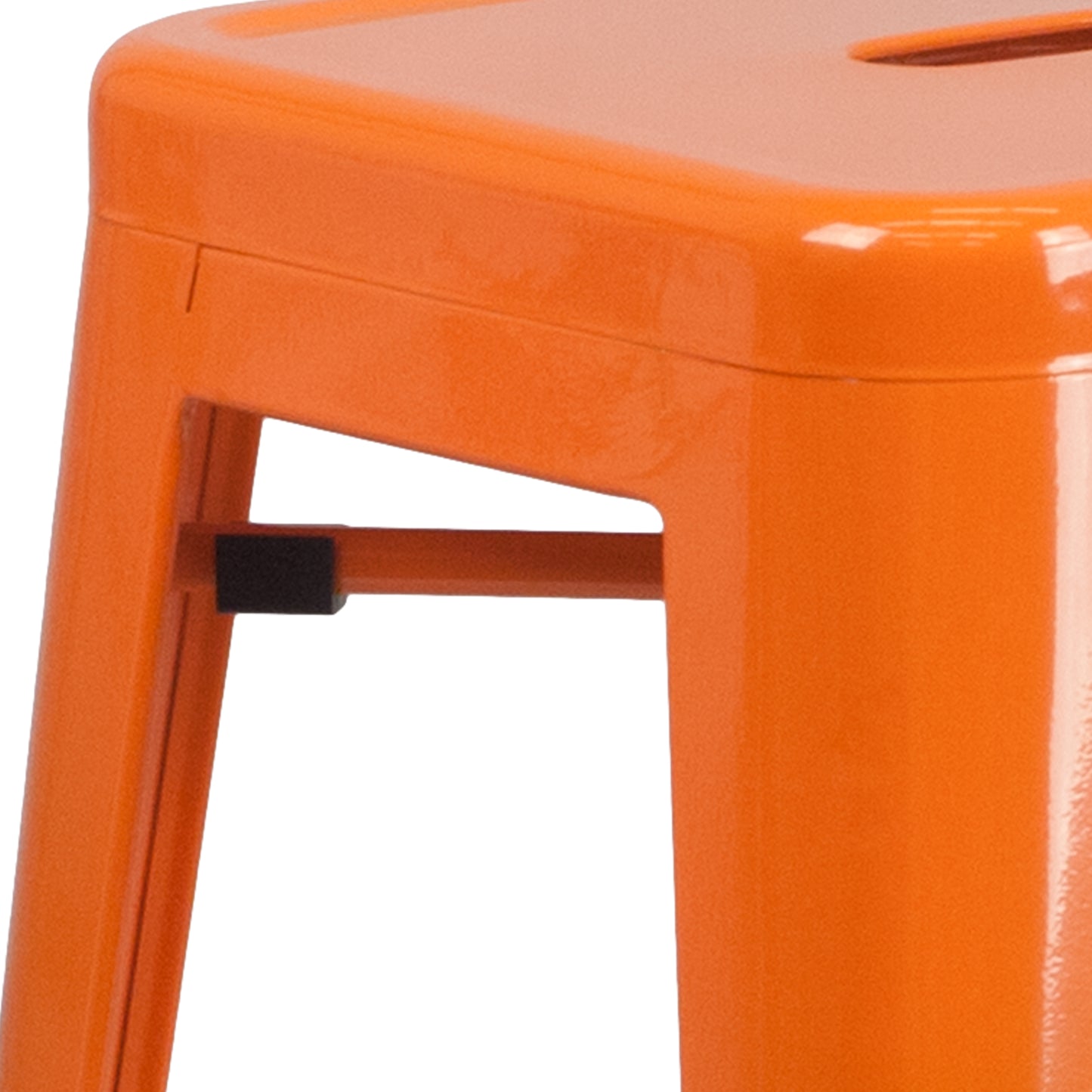 Kai Commercial Grade 30" High Backless Orange Metal Indoor-Outdoor Barstool with Square Seat Orange