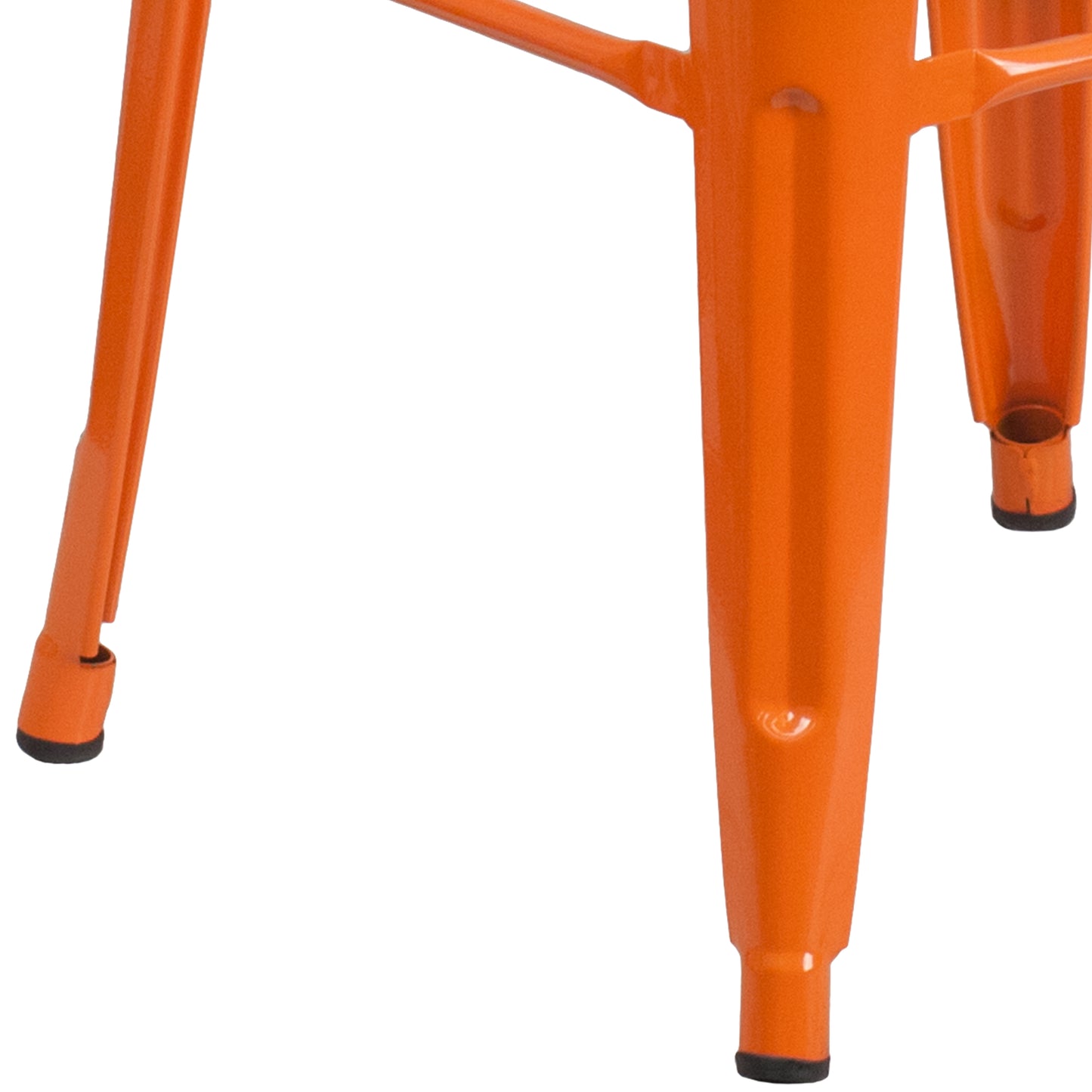 Kai Commercial Grade 30" High Backless Orange Metal Indoor-Outdoor Barstool with Square Seat Orange
