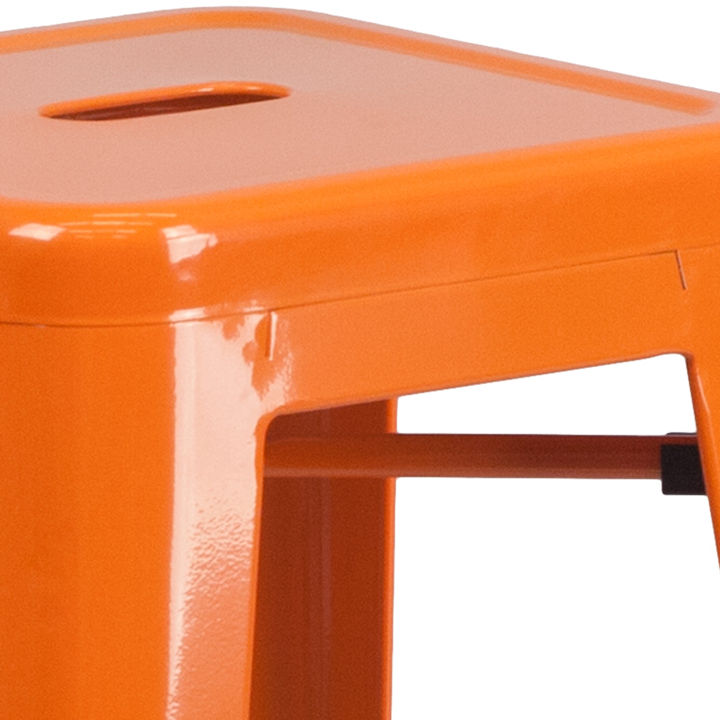 Kai Commercial Grade 30" High Backless Orange Metal Indoor-Outdoor Barstool with Square Seat Orange