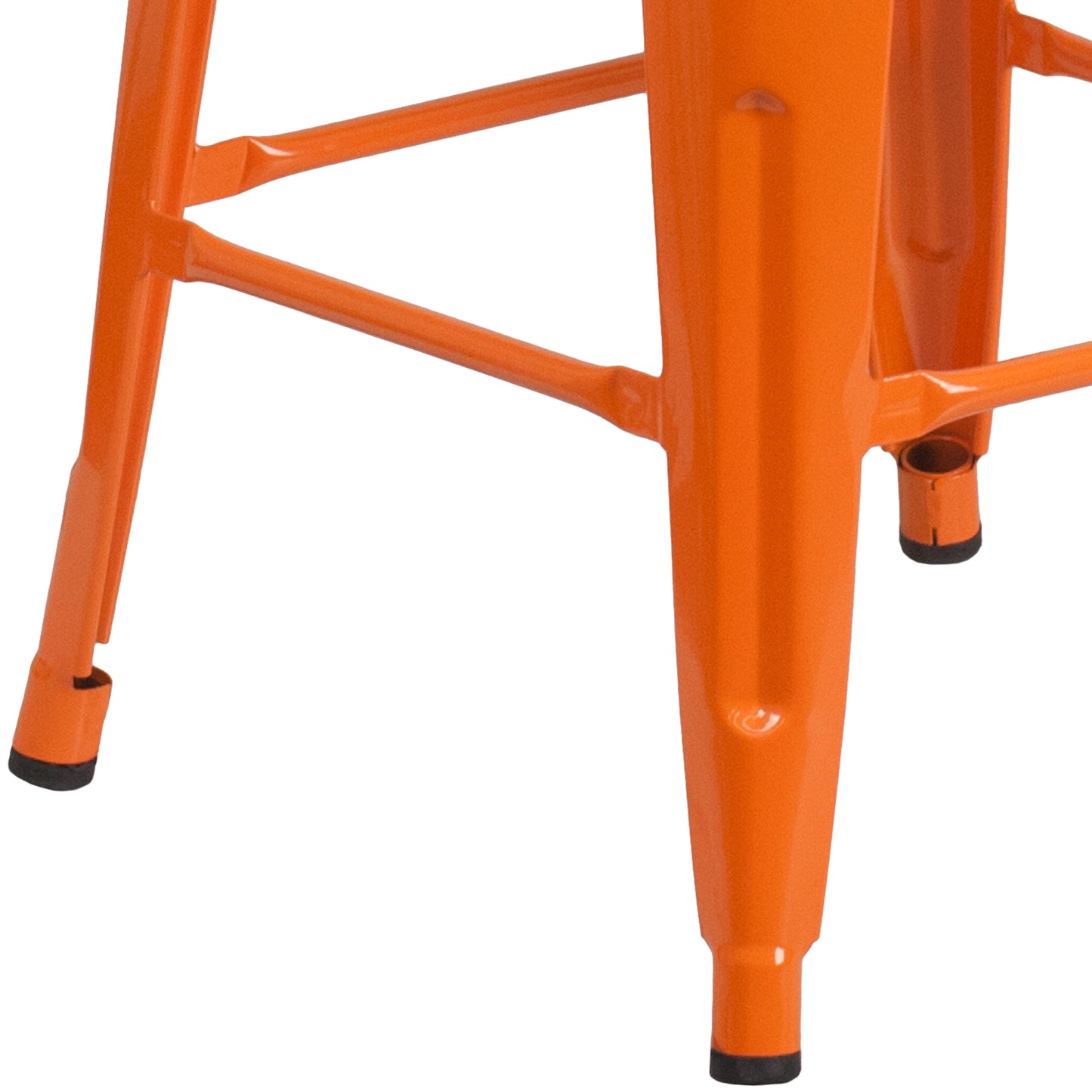 Lily 30" High Backless Orange Metal Barstool with Square Wood Seat Orange