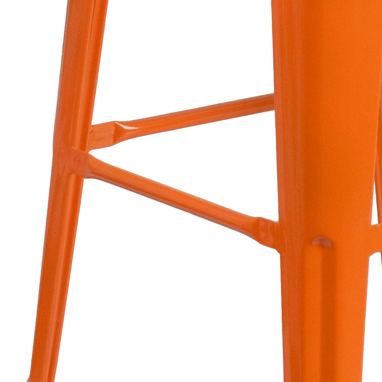Lily 30" High Backless Orange Metal Barstool with Square Wood Seat Orange