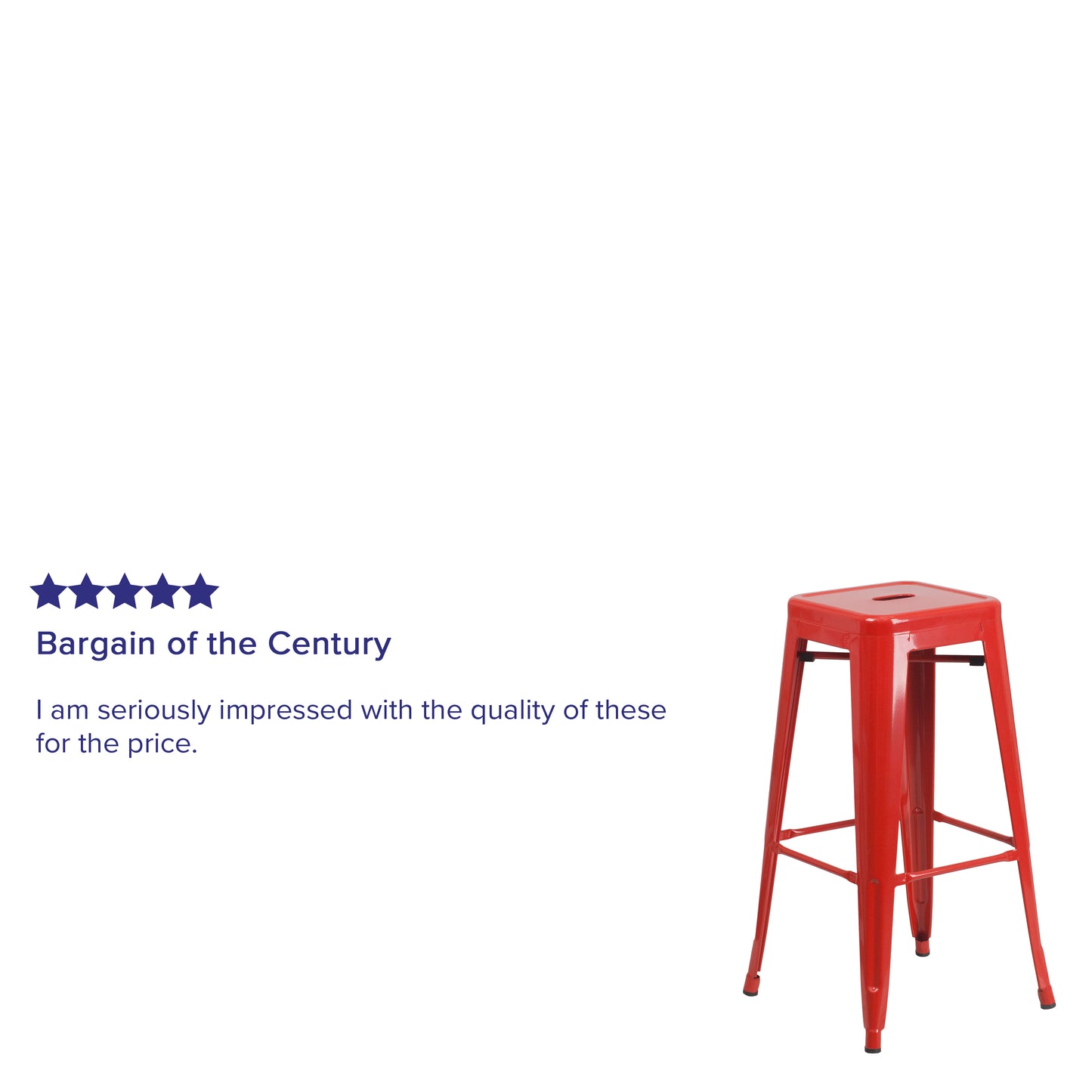 Kai Commercial Grade 30" High Backless Red Metal Indoor-Outdoor Barstool with Square Seat Red