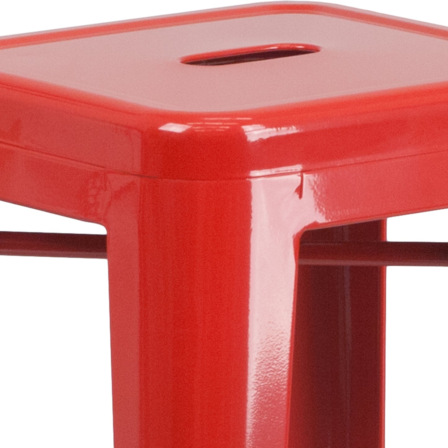 Kai Commercial Grade 30" High Backless Red Metal Indoor-Outdoor Barstool with Square Seat Red