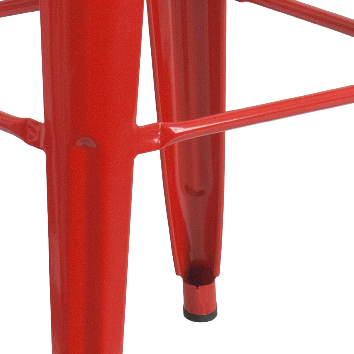 Kai Commercial Grade 30" High Backless Red Metal Indoor-Outdoor Barstool with Square Seat Red